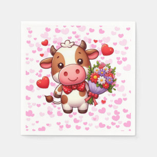 Serviette En Papier Vache de la Saint Valentin