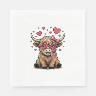Serviette En Papier Vache des Highlands mignonne Saint-Valentin lunett