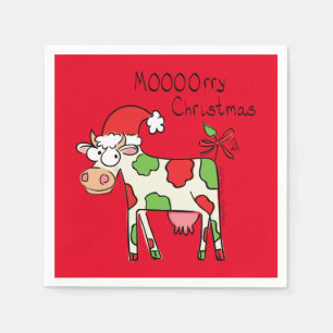 Serviette En Papier Vache Drôle Caricature Noël