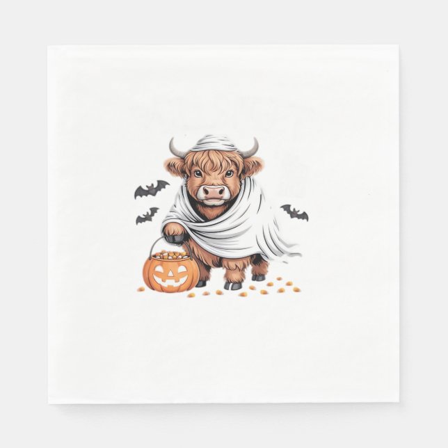 Serviette En Papier Vache Drôle Halloween Amoureux des animaux Éffraya (Devant)