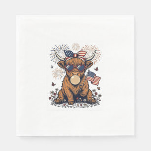 Serviette En Papier Vache écossaise patriotique Bubblegum Gravure vint