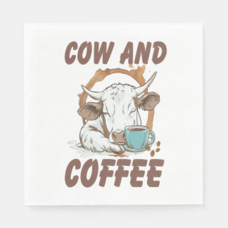Serviette En Papier Vache et café, Fille occidentale drôle
