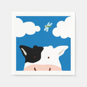 Serviette En Papier Vache et libellule