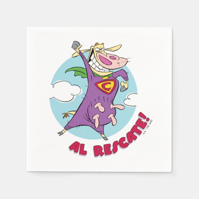 Serviette En Papier Vache et poulet Super Vache Al Rescate! (Devant)