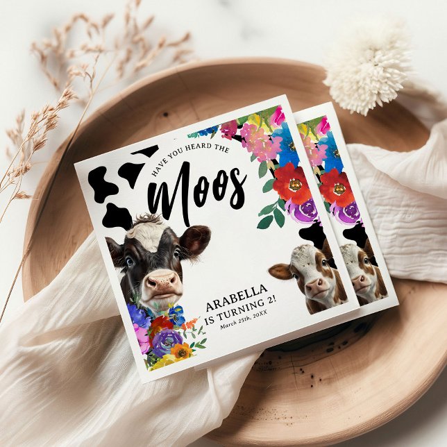 Serviette En Papier Vache florale 'Avez-vous entendu le MOOS' Annivers (Créateur téléchargé)