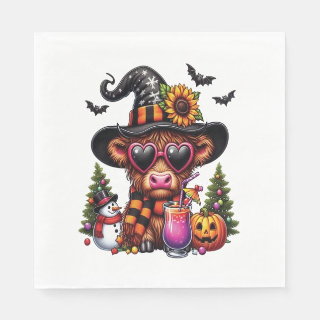 Serviette En Papier Vache Halloween Highland (Devant)