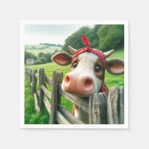 Serviette En Papier Vache Heifer portant un Kerchief