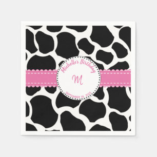 Serviette En Papier Vache Imprimer rose noir Anniversaire