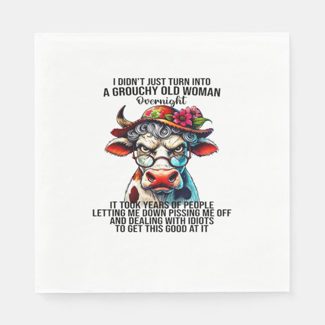 Serviette En Papier Vache Je ne me suis pas contentée de me transforme (Devant)
