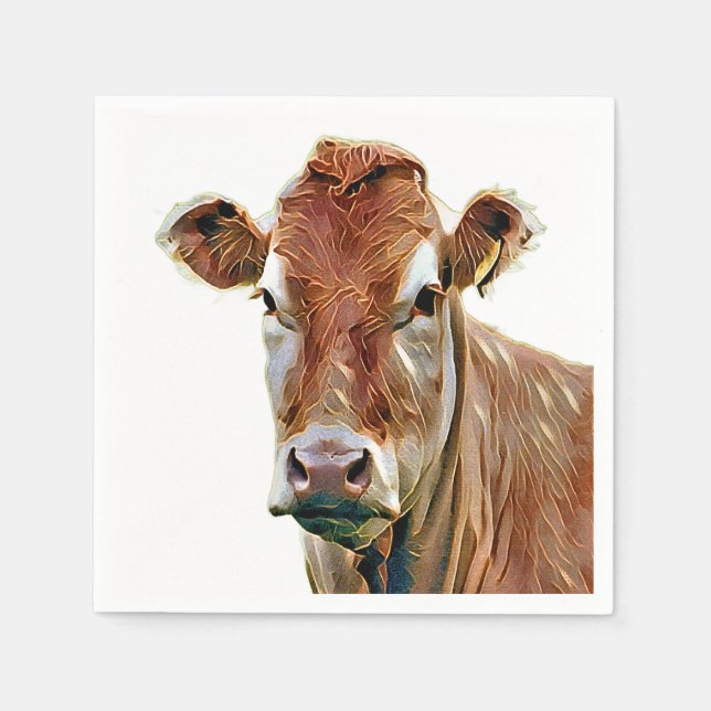 SERVIETTE EN PAPIER VACHE MIGNONNE (Devant)