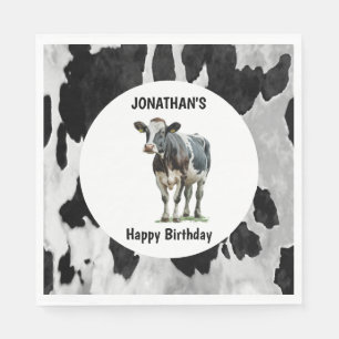 Serviette En Papier Vache Noir et blanc