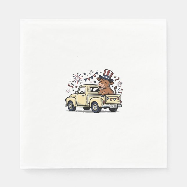 Serviette En Papier Vache patriotique conception vectorielle camion 4  (Devant)