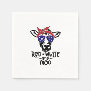 Serviette En Papier Vache patriotique rouge blanc et moo 4 juillet