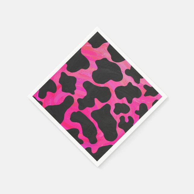 Serviette En Papier Vache rose chaud et noir (Coin)