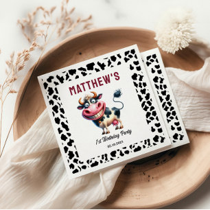 Serviette En Papier Vache sacrée ! 1er anniversaire Premier annivers