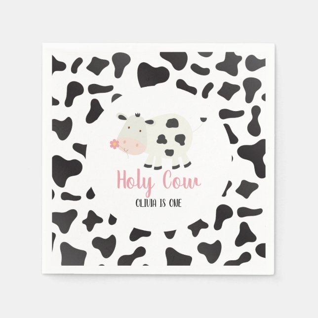 Serviette En Papier Vache sacrée Fleur de marguerite rose Impression d (Devant)