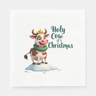Serviette En Papier Vache Sainte C'est Noël T-Shirt de vache de Noël (