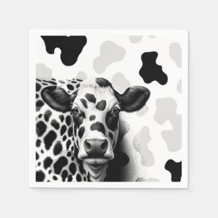 Serviette En Papier Vache Sainte! Fête d'anniversaire country noir et 
