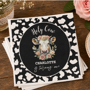 Serviette En Papier Vache Sainte Je Suis Une Cow-Girl 1er Anniversaire
