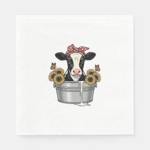 Serviette En Papier Vache vintage dans une baignoire Tournesol Papillo