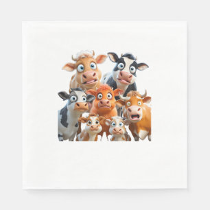 Serviette En Papier Vache Visage drôle mignonne animal vache fermier v