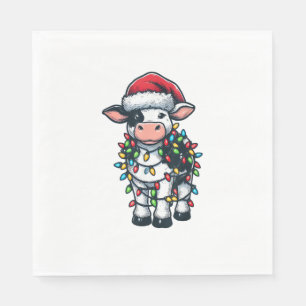Serviette En Papier Vache Xmas tenue mignonne Père Noël Vache