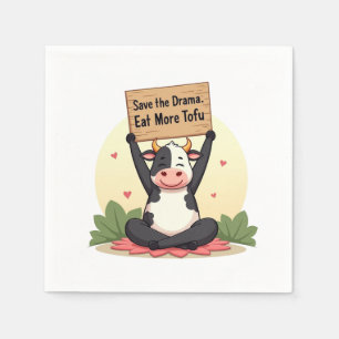 Serviette En Papier Vache Zen de protestation – Sauvez le drame, mange