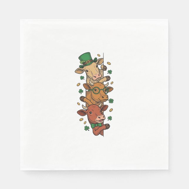 Serviette En Papier Vaches empilées mignonnes St Patrick Gravure vinta (Devant)