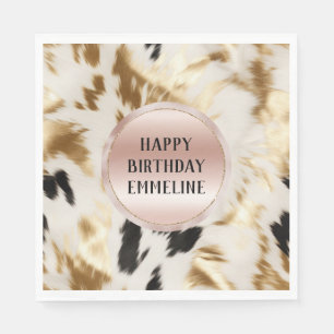 Serviette En Papier Vachette blanche à crème noire de l'Ouest