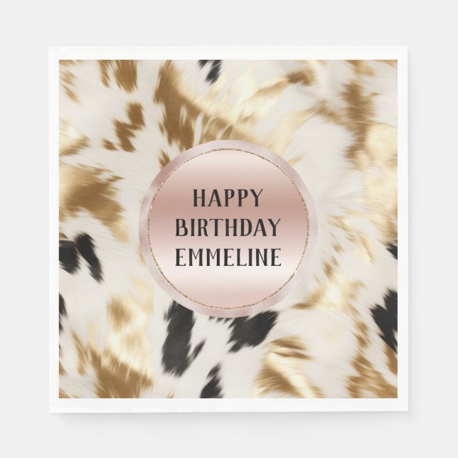 Serviette En Papier Vachette blanche à crème noire de l'Ouest (Devant)