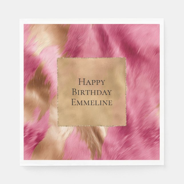 Serviette En Papier Vachette Brown Western Pink Gold (Devant)