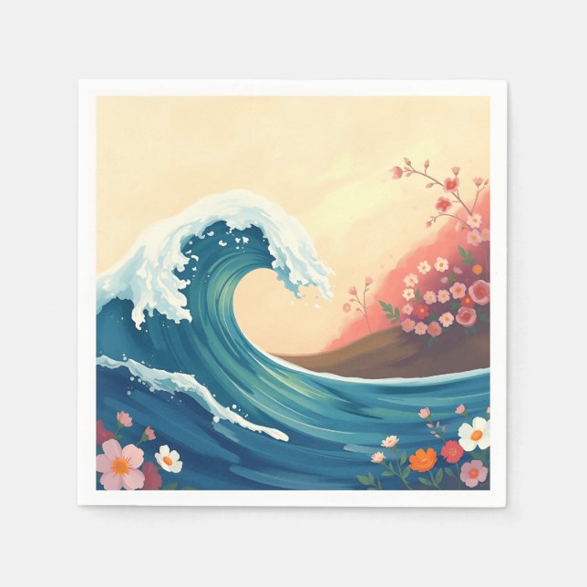 Serviette En Papier Vague océanique impressionniste (Devant)