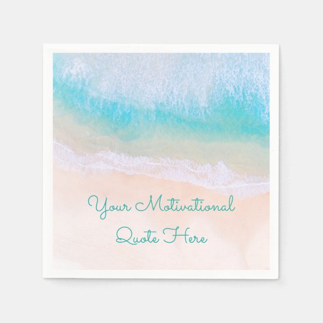 Serviette En Papier Vague, Sable, Citation Motivationnelle De Plage (Devant)