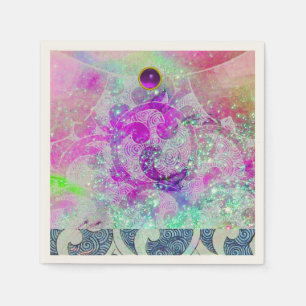 SERVIETTE EN PAPIER VAGUES BLEU TURQUOISES ROPLES ABSTRAITES DANS LES
