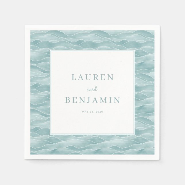 Serviette En Papier Vagues Bleues Vertes Tranquilles (Devant)