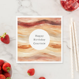 Serviette En Papier Vagues de crème poussiéreuse de pêche Anniversaire