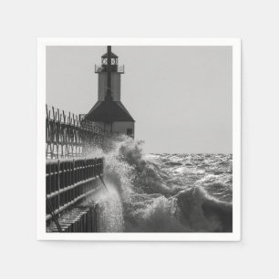 Serviette En Papier Vagues De Fierce En Niveaux De Gris St Joseph