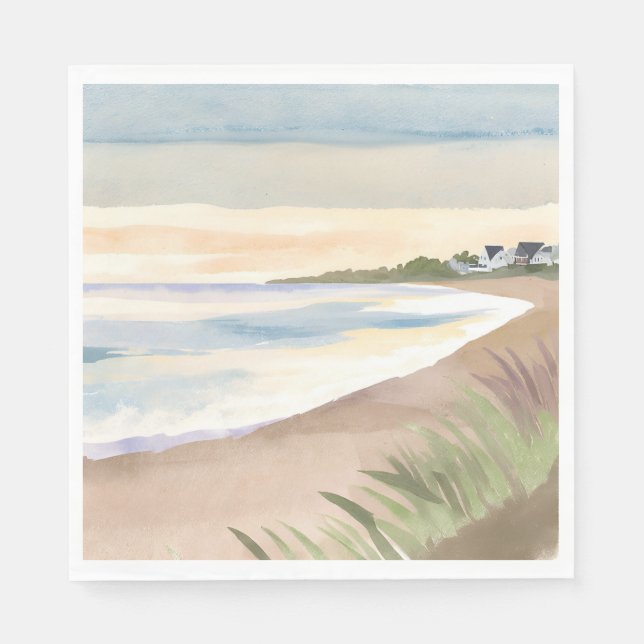 Serviette En Papier Vagues de plage | Aquarelle de l'océan côtier (Devant)