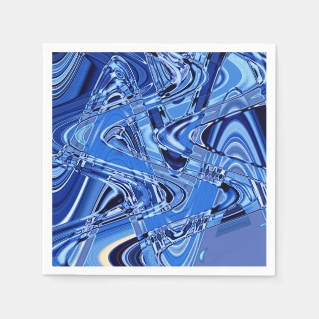 Serviette En Papier vagues de routes en bleu (Devant)