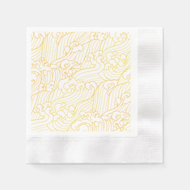 Serviette En Papier Vagues d'or (Devant)
