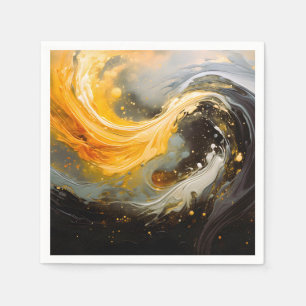 Serviette En Papier Vagues modernes en marbre abstrait doré