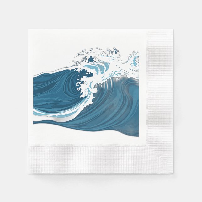 Serviette En Papier Vagues océaniques bleues monochromes (Devant)