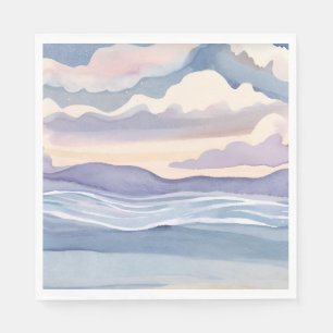 Serviette En Papier Vagues océaniques rêveuses Aquarelle