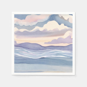 Serviette En Papier Vagues océaniques rêveuses Aquarelle