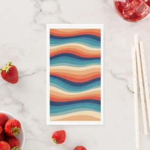 Serviette En Papier Vagues Rétro Colorées Vintage
