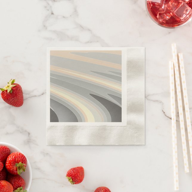 Serviette En Papier vagues rose gris jaune (En situation)