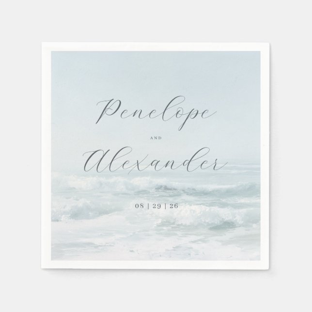 Serviette En Papier Vagues sereines de l'océan bleu (Devant)