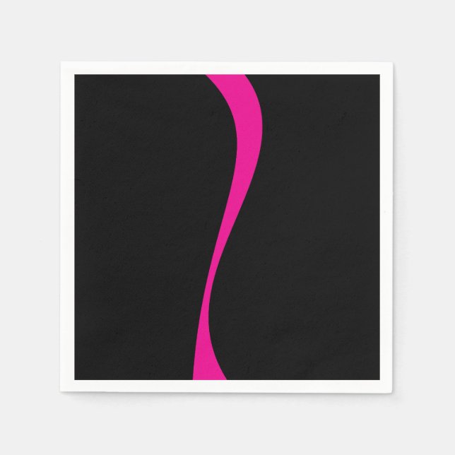 Serviette En Papier Vagues simples 2 en Magenta et noir (Devant)