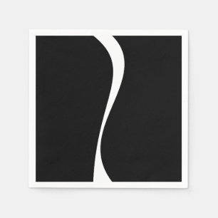 Serviette En Papier Vagues simples 2 - Noir et blanc