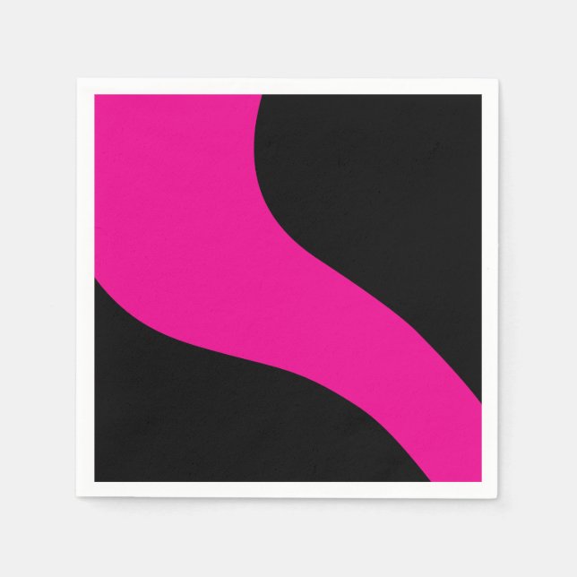 Serviette En Papier Vagues simples en magenta et noir (Devant)
